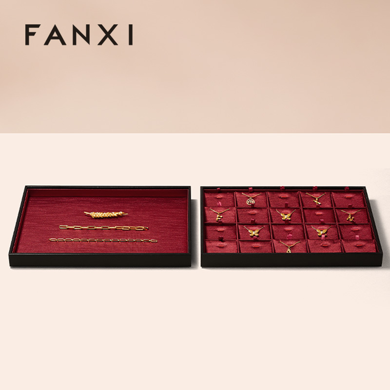 P246 Jewelry Storage Tray Silk PU Leather Jewelry Plate Earring Bracelet Ring Pendant Jewelry Tray