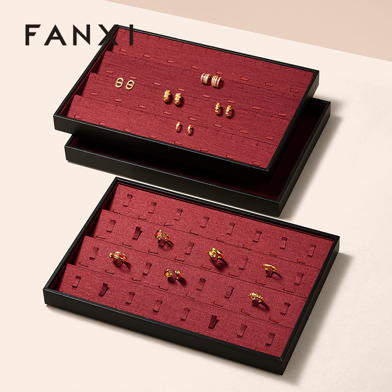 P246 Jewelry Storage Tray Silk PU Leather Jewelry Plate Earring Bracelet Ring Pendant Jewelry Tray