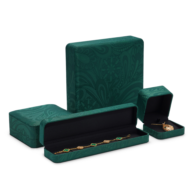 FANXI Wholesale Jewelry Box Sinicism Embroidered Storage Retro Chinese Blackish Green Ring Earring Necklace Packaging Box Jewellery