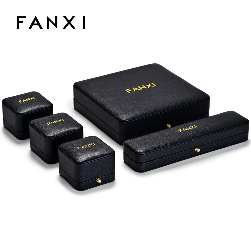 FANXI PU Leather Jewelry Boxes Ring Box Pendant Bangle Necklace Wholesale Jewelry Box Packaging With Gold Button