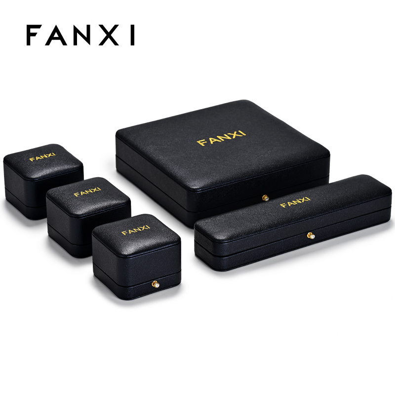 FANXI PU Leather Jewelry Boxes Ring Box Pendant Bangle Necklace Wholesale Jewelry Box Packaging With Gold Button