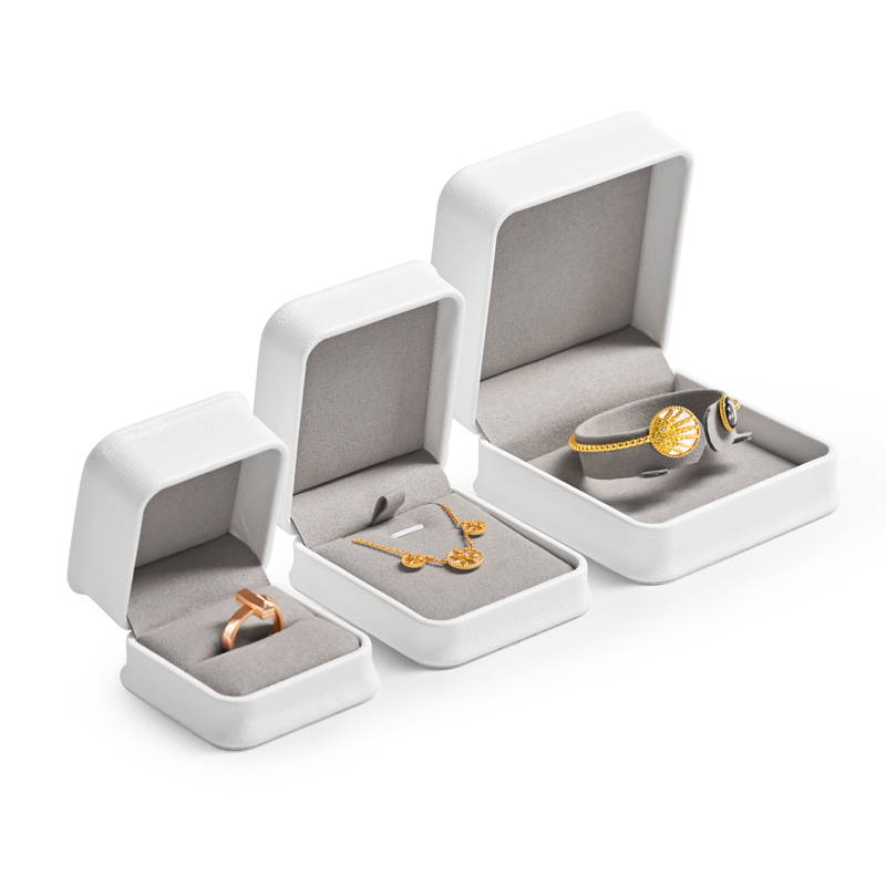FANXI 2023 New Arrival White Elegant PU Leather Wedding Ring Jewerly Box Pendant Bangle Necklace Jewelry Display Package