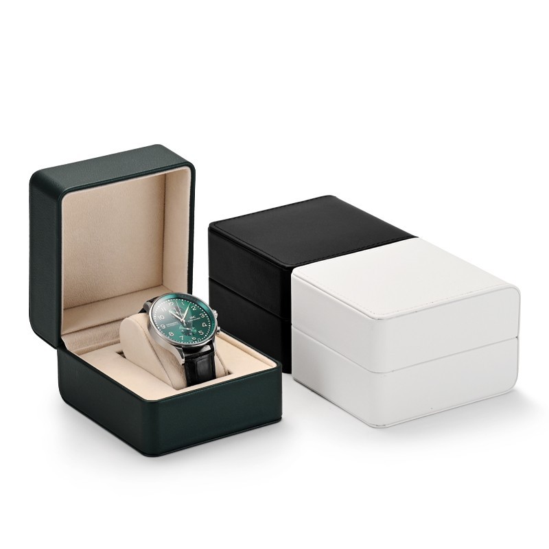 FANXI New Product Wrist Watch Box PU Leather Microfiber Beige Black Green Watch Storage Box Luxury Jewelry Box