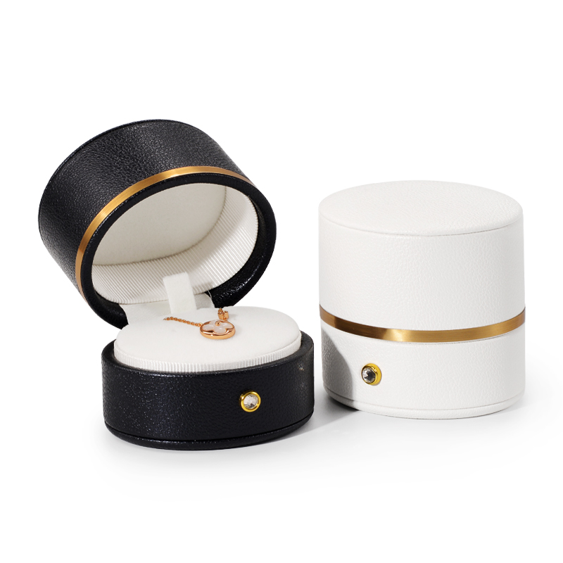FANXI Hot Sale Luxury Custom PU Leather Jewelry Box Round Shape For Wedding Ring Earring Display Jewelry Box