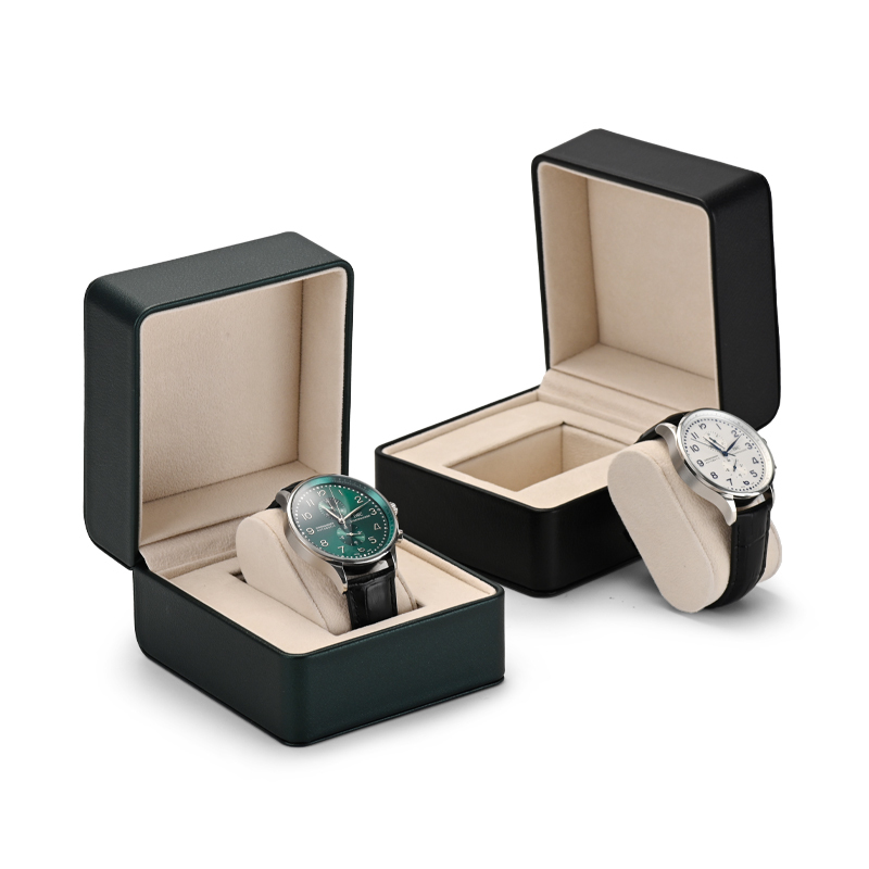 FANXI New Product Wrist Watch Box PU Leather Microfiber Beige Black Green Watch Storage Box Luxury Jewelry Box