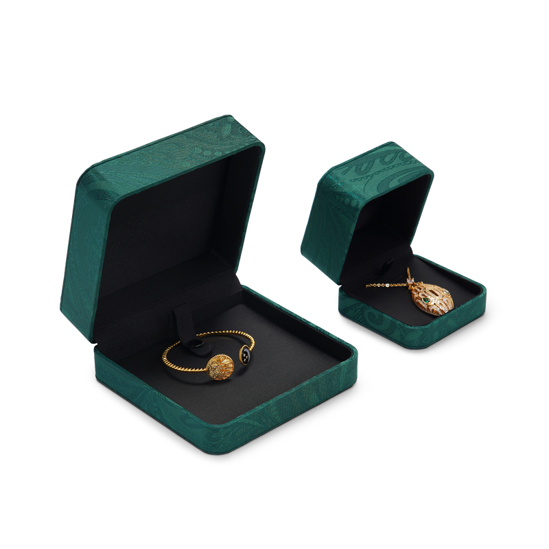 FANXI Wholesale Jewelry Box Sinicism Embroidered Storage Retro Chinese Blackish Green Ring Earring Necklace Packaging Box Jewellery