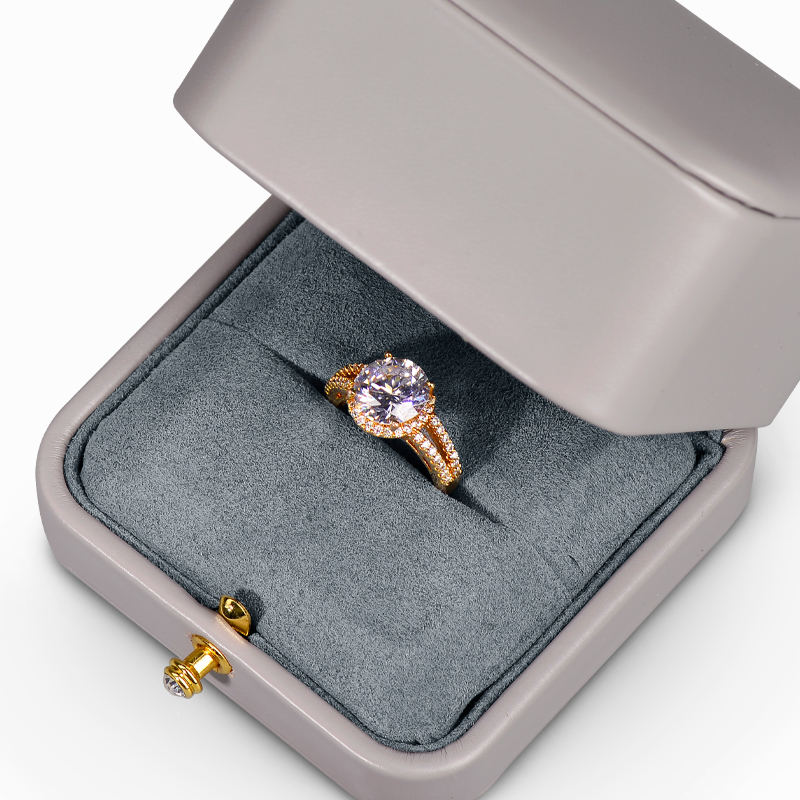FANXI High Quality Jewelry Packaging Box Grey Pu Leather Microfiber Ring Necklace Customized Jewellery Gift Boxes