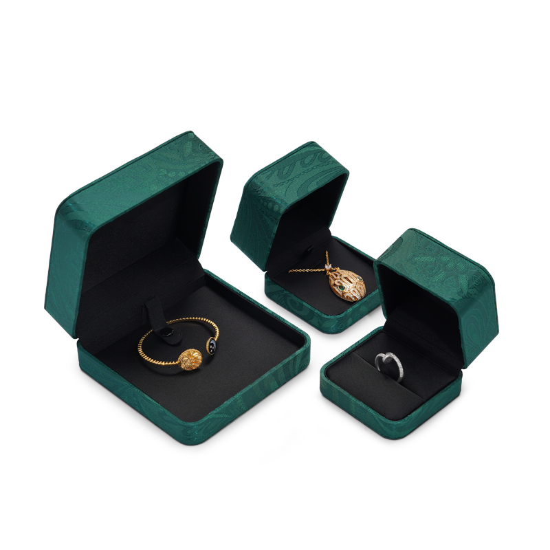 FANXI Wholesale Jewelry Box Sinicism Embroidered Storage Retro Chinese Blackish Green Ring Earring Necklace Packaging Box Jewellery