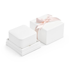 FANXI Wholesale PoPular White Pu Leather Grey Microfiber Box With Button For Ring Pendant Jewelry Package With Custom Logo