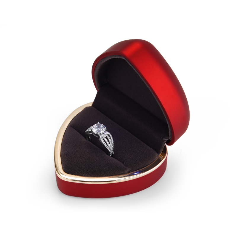 FANXI New Rubber Paint Velvet Heart Ring Necklace Earring With Diamond Wedding Jewelry Box Package For Couple
