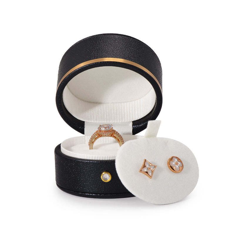 FANXI Hot Sale Luxury Custom PU Leather Jewelry Box Round Shape For Wedding Ring Earring Display Jewelry Box