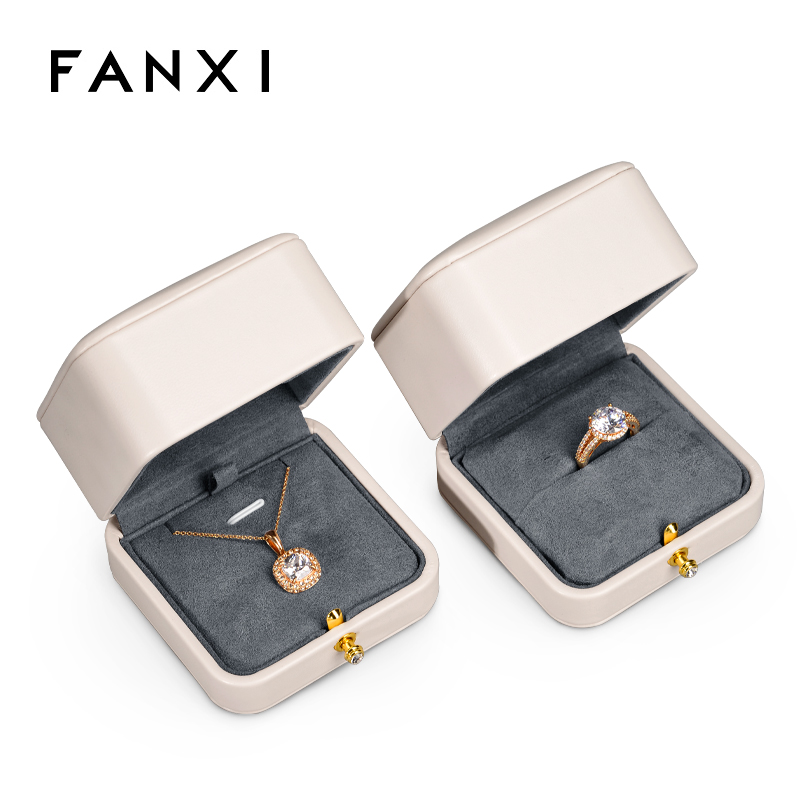 FANXI Customized Luxury Pu Leather Jewelry Box For Ring Pendant Package Jewelry Box With Custom Logo