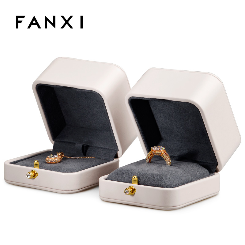 FANXI Customized Luxury Pu Leather Jewelry Box For Ring Pendant Package Jewelry Box With Custom Logo
