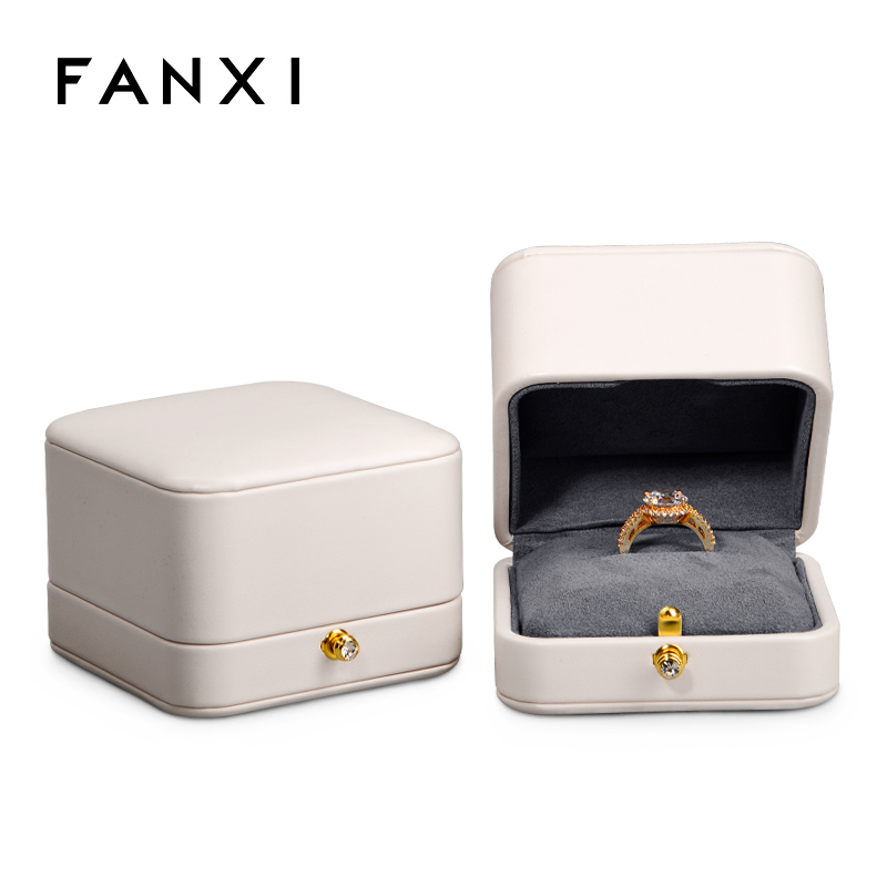 FANXI Customized Luxury Pu Leather Jewelry Box For Ring Pendant Package Jewelry Box With Custom Logo