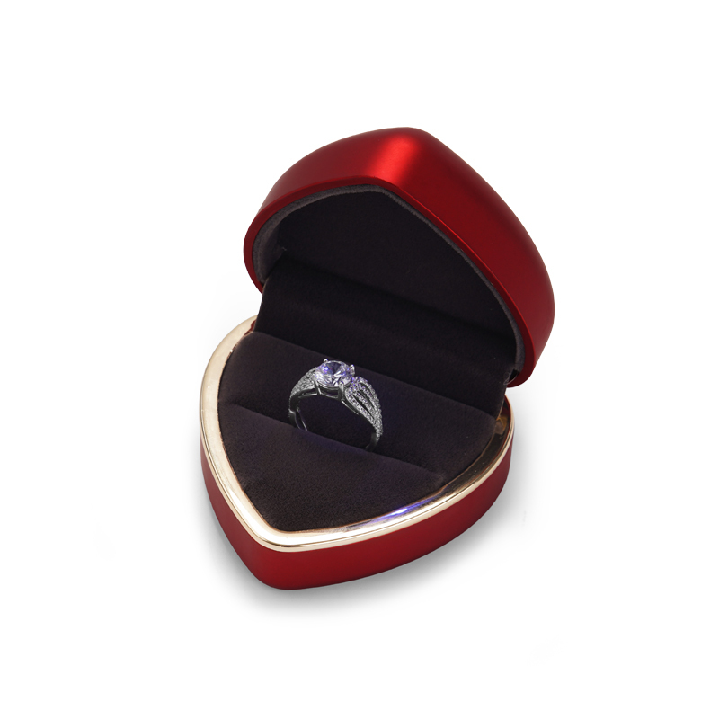FANXI New Rubber Paint Velvet Heart Ring Necklace Earring With Diamond Wedding Jewelry Box Package For Couple