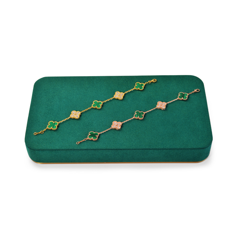 In Stock FANXI New Mordern Jewelry Display Holder Set Green Microfiber Earring Necklace Bangle Display Stand