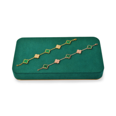 In Stock FANXI New Mordern Jewelry Display Holder Set Green Microfiber Earring Necklace Bangle Display Stand
