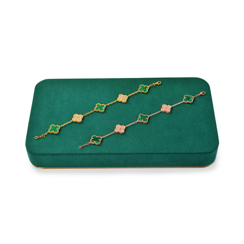 In Stock FANXI New Mordern Jewelry Display Holder Set Green Microfiber Earring Necklace Bangle Display Stand