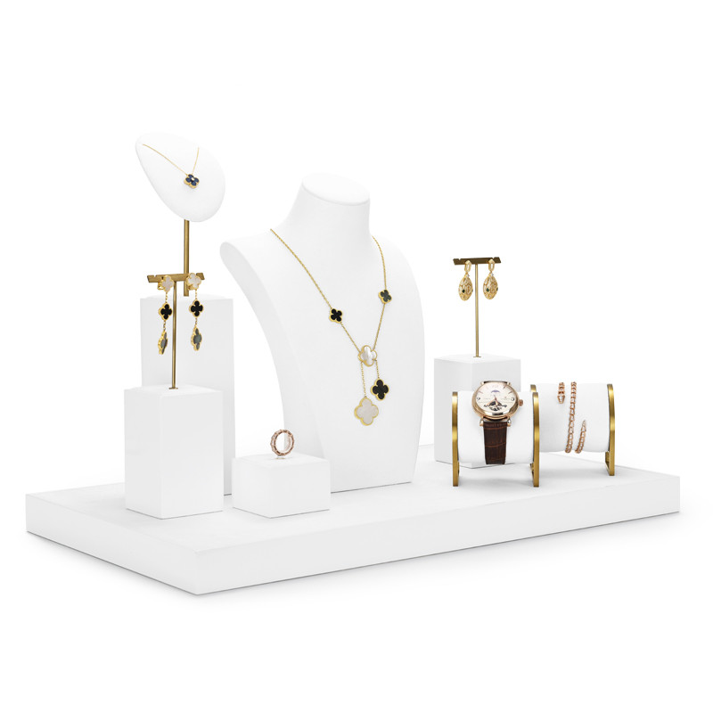 Customized In Stock Microfiber Bracelet Necklace Ring Holder Jewelry Stand Jewelry Props Counter Display Set