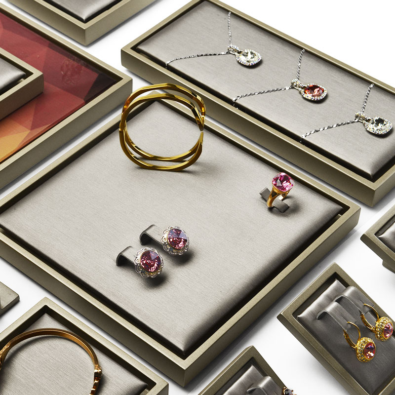 FANXI Wholesale Jewelry Display Tray Metal PU Leather Ring Earring Bracelet Pendant Display Tray