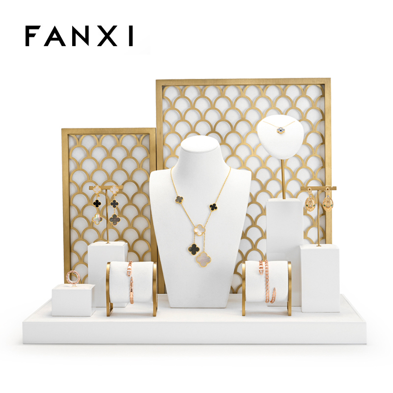 Customized In Stock Microfiber Bracelet Necklace Ring Holder Jewelry Stand Jewelry Props Counter Display Set