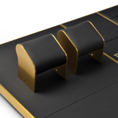 FANXI Wholesale Custom Ring Earrings Necklace Holder Fashion Jewellery Black Pu Leather Display Stand Jewelry Display Set