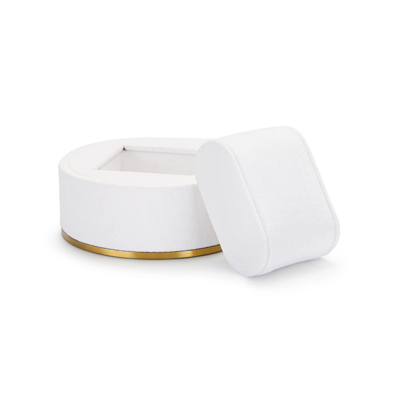 FANXI Elegant White Microfiber and Gold Metal Jewelry Stand Mannequin Jewelry Holder Ring Earring Holder