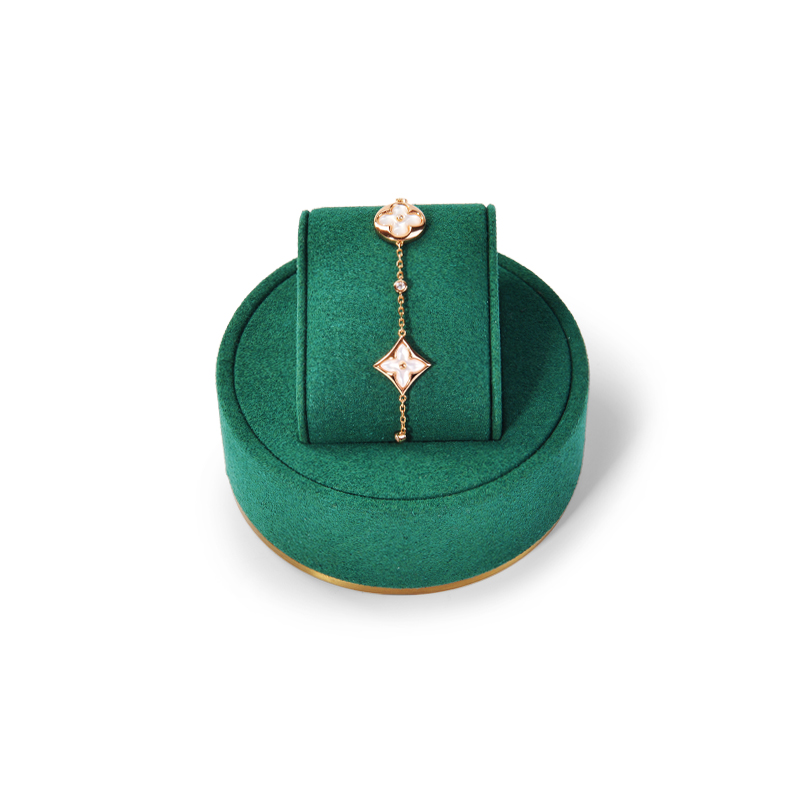 In Stock FANXI New Mordern Jewelry Display Holder Set Green Microfiber Earring Necklace Bangle Display Stand
