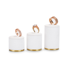 FANXI Elegant White Microfiber and Gold Metal Jewelry Stand Mannequin Jewelry Holder Ring Earring Holder