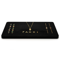 FANXI Luxury Black Microfiber Jewellry Stand Set Custom Logo Ring Necklace Watch Display Holder