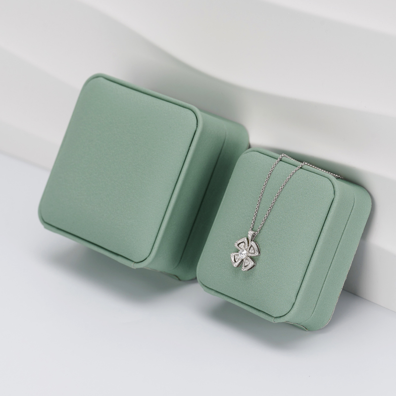 FANXI Elegant Green PU Leather Plush Wedding Ring Box Travel Jewellery Packaging Ring Earring Bracelet Necklace Packaging Jewelry Box Set