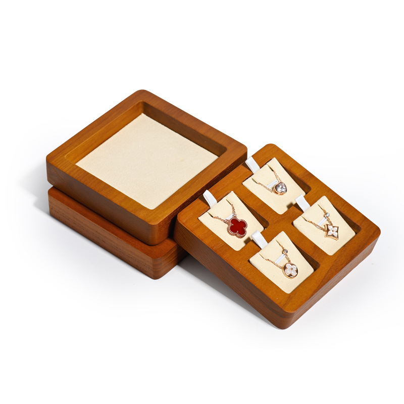 FANXI Classic Wooden Jewelry Tray Display For Ring Bracelet Earrings Pendant Exhibitor Jewellry Wood Case