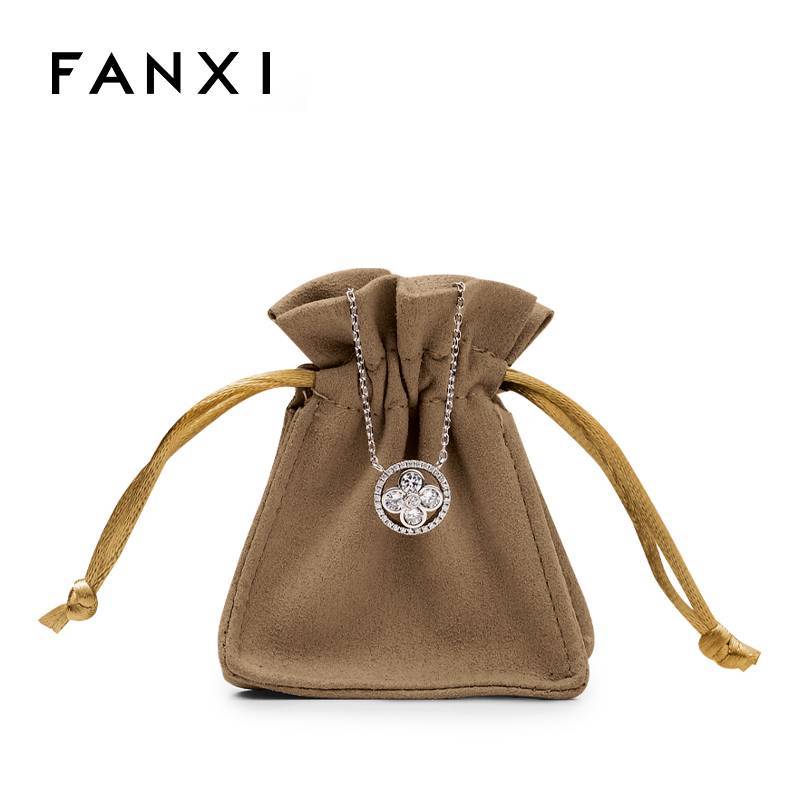 FANXI Logo Printed Custom Microfiber Bag Wholesale Drawstring Pouches Gift Packaging Jewelry Packaging Bags