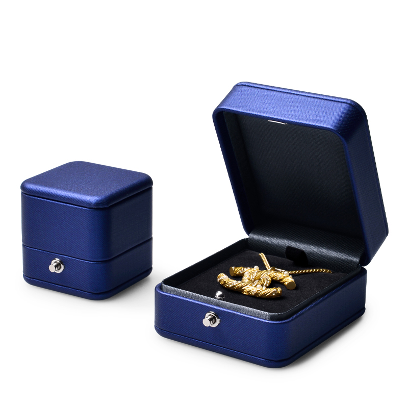 FANXI High End Royal Blue PU Leather Plush Ring Pendant Box Hot Jewelry Packaging Box For Exhibition