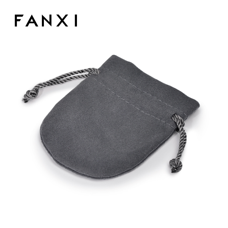 Customize Drawstring Velvet Jewelry Pouch Bag Samll Grey Jewelry Bags Jewelry Packaging Pouch