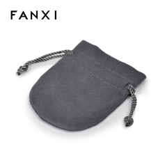 Customize Drawstring Velvet Jewelry Pouch Bag Samll Grey Jewelry Bags Jewelry Packaging Pouch