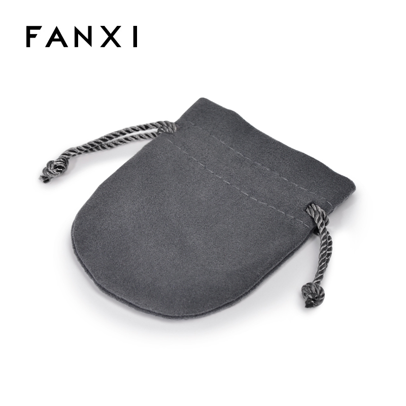 Customize Drawstring Velvet Jewelry Pouch Bag Samll Grey Jewelry Bags Jewelry Packaging Pouch