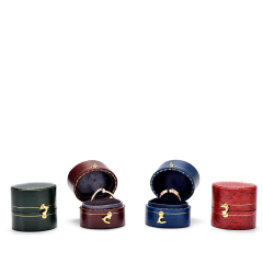 FANXI Retro Ring Diamond Jewelry Box Round Shape PU Leather Jewellry Packaging Storage Box For Necklace Bangle
