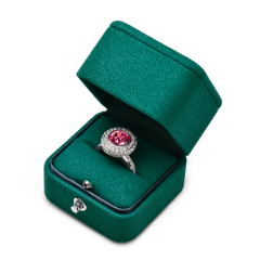 2023 Fashion Ring Box High Quality PU Leather Plush Jewelry Box For Ring Pendant Package With Custom Logo