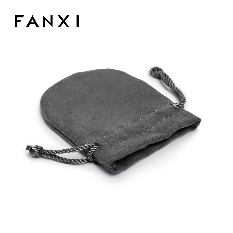 Customize Drawstring Velvet Jewelry Pouch Bag Samll Grey Jewelry Bags Jewelry Packaging Pouch