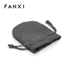 Customize Drawstring Velvet Jewelry Pouch Bag Samll Grey Jewelry Bags Jewelry Packaging Pouch