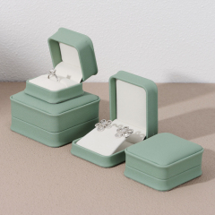 FANXI Elegant Green PU Leather Plush Wedding Ring Box Travel Jewellery Packaging Ring Earring Bracelet Necklace Packaging Jewelry Box Set