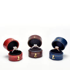 FANXI Retro Ring Diamond Jewelry Box Round Shape PU Leather Jewellry Packaging Storage Box For Necklace Bangle