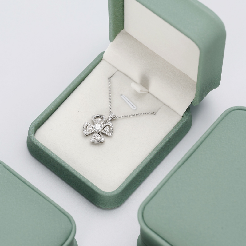 FANXI Elegant Green PU Leather Plush Wedding Ring Box Travel Jewellery Packaging Ring Earring Bracelet Necklace Packaging Jewelry Box Set