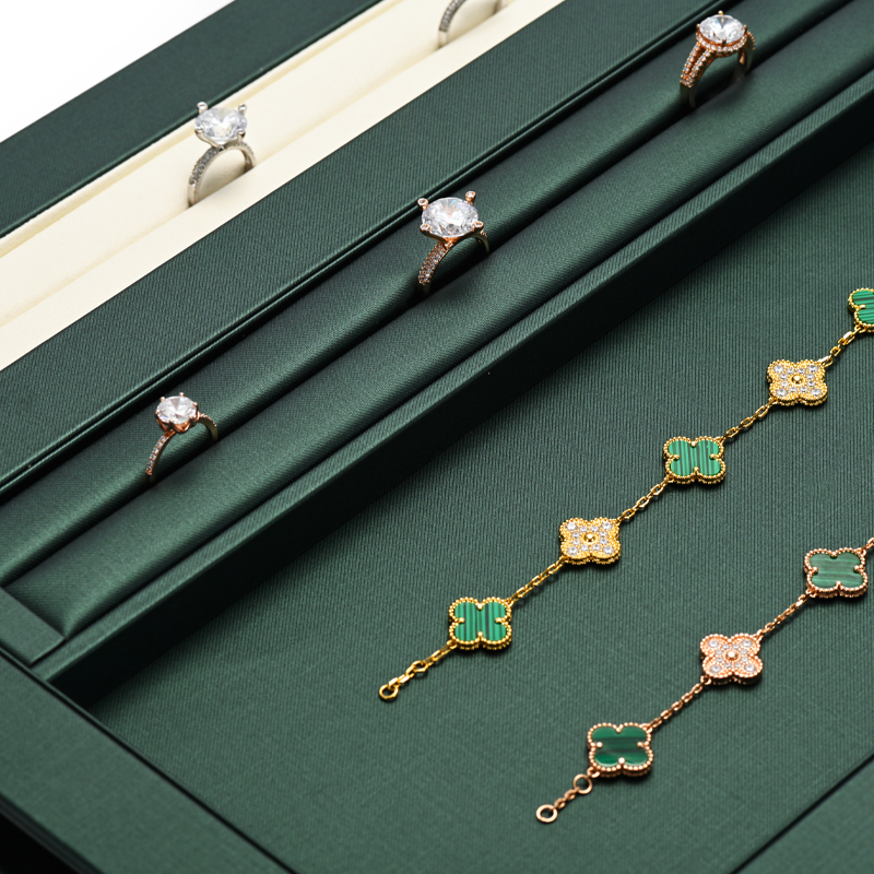 FANXI Hot Sale Ring Bracelet Display Tray PU Leather Microfiber Jewelry Tray Organizer For Exhibition
