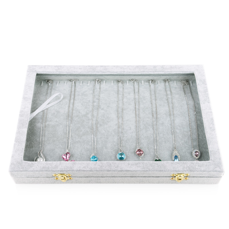Wholesale Custom Logo Necklace Jewellery Box Organizer Velvet Earring Ring Necklace Case Small Travel Jewelry Storage Gift Box