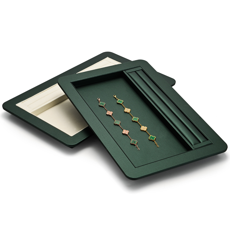 FANXI Hot Sale Ring Bracelet Display Tray PU Leather Microfiber Jewelry Tray Organizer For Exhibition