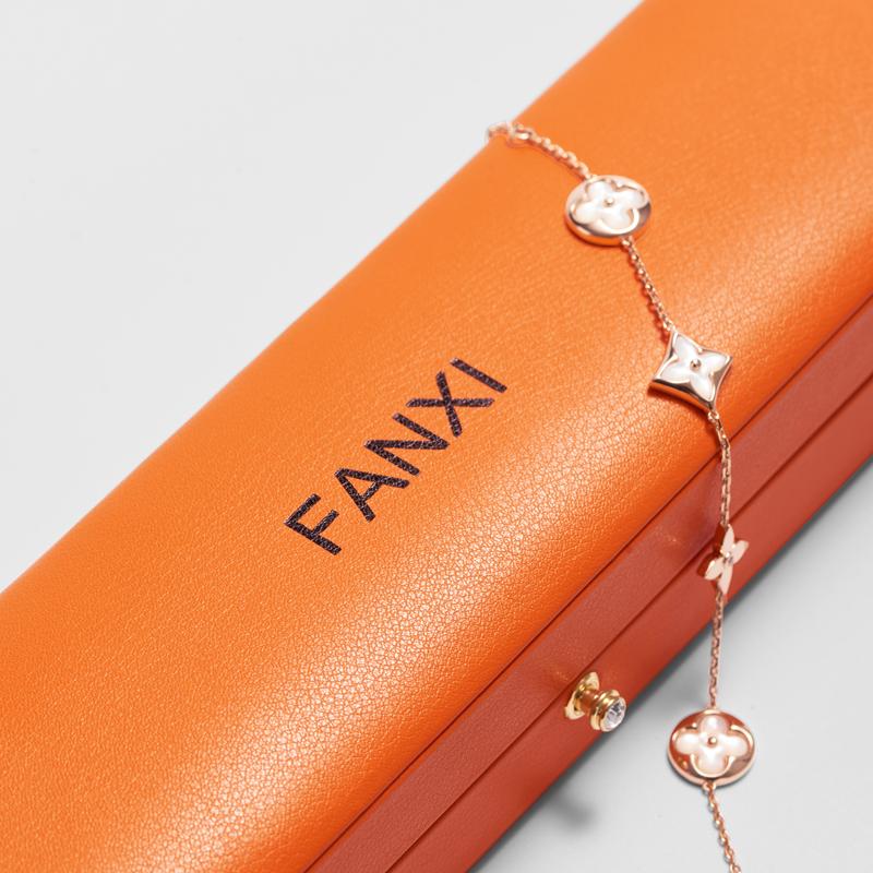 2023 New Arrival Fashion Orange PU Leather Jewelry Packaging Box Set Ring Necklace Bracelet Box