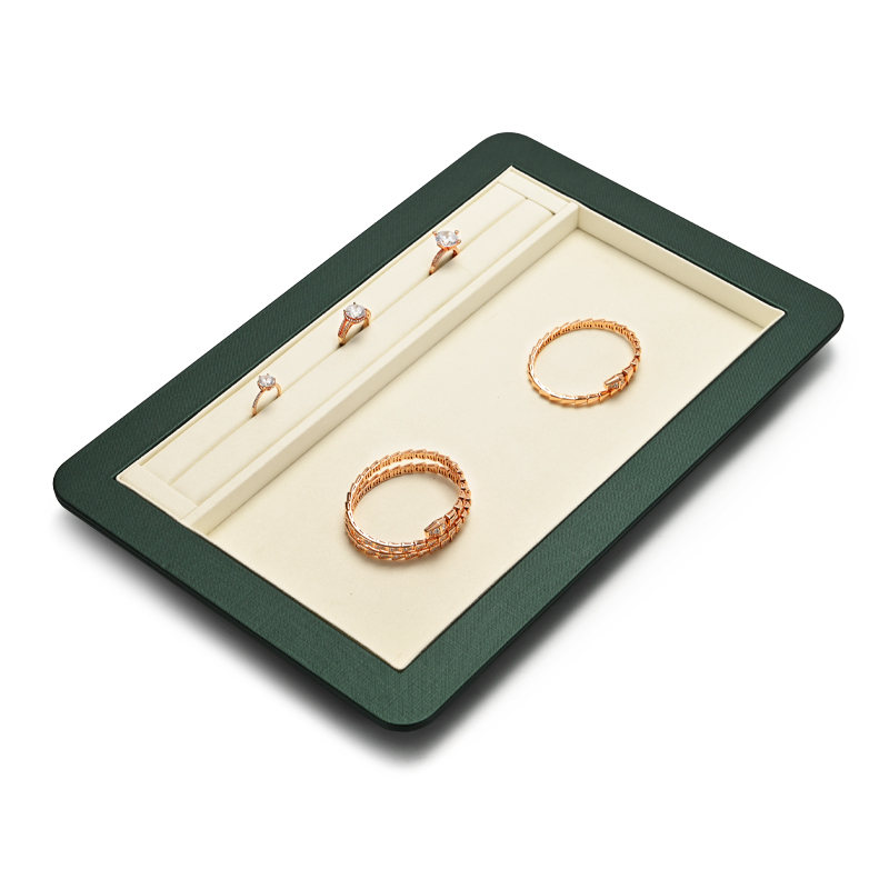 FANXI Hot Sale Ring Bracelet Display Tray PU Leather Microfiber Jewelry Tray Organizer For Exhibition