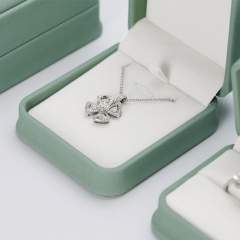 FANXI Elegant Green PU Leather Plush Wedding Ring Box Travel Jewellery Packaging Ring Earring Bracelet Necklace Packaging Jewelry Box Set